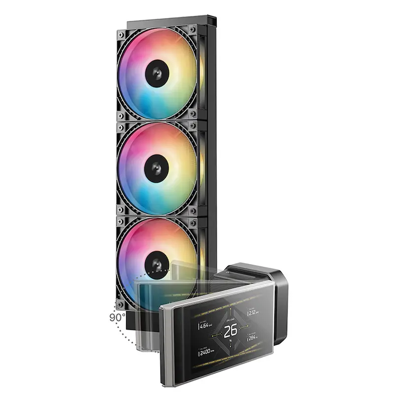 DeepCool LT360 Vision ARGB, DeepCool LT360 Vision, 360mm Liquid Cooler, LCD AIO Cooler, IPS Display CPU Cooler, ARGB Liquid Cooler, Black AIO Cooler, DeepCool Cooling, Gaming CPU Cooler, AM5 Cooler, LGA1851 Cooler, High Performance Liquid Cooler, Workstation CPU Cooler