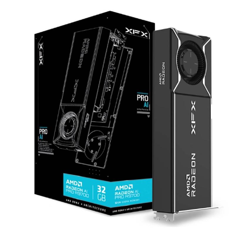 XFX Radeon AI Pro R9700, AMD AI Pro GPU, 32GB GDDR6 Graphics Card, RDNA 4 Graphics Card, Professional Workstation GPU, AI Graphics Accelerator, Machine Learning GPU, Deep Learning Graphics Card, PCIe 5.0 GPU, XFX Triple Fan Graphics Card, Radeon AI GPU, Creator Workstation