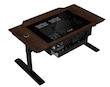 Lian Li DK07, Motorized Desk Station, Desk PC Chassis, Gaming Desk, Computer Desk Case, Adjustable Height Desk, Wood Computer Desk, Tempered Glass Desk, Water Cooling Desk, Custom Loop Desk, E-ATX Desk Case, Workstation Desk