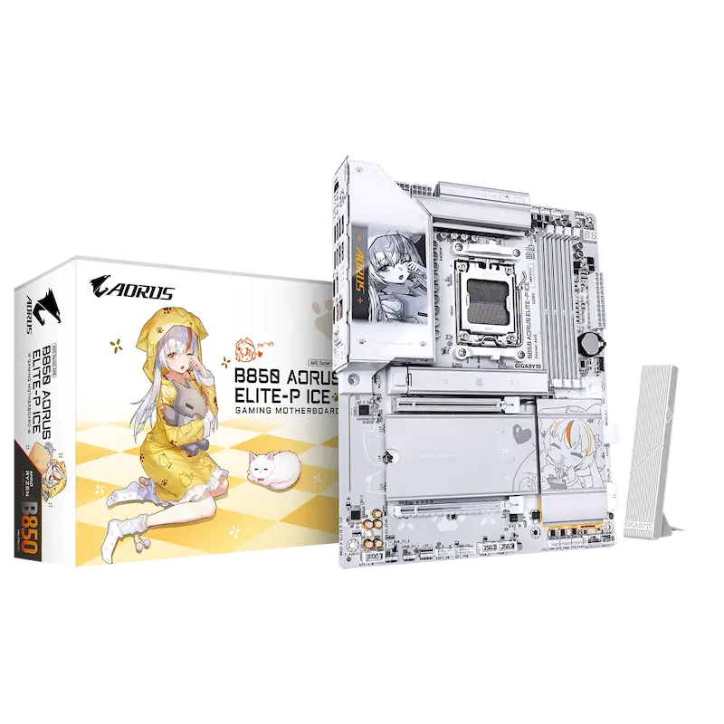GIGABYTE B850 AORUS ELITE-P ICE, AMD B850 Motherboard, AM5 Motherboard, White Gaming Motherboard, DDR5 Motherboard, PCIe 5.0 Motherboard, Wi-Fi 7 Motherboard, 5GbE LAN, AORUS ICE Series, Ryzen 9000 Motherboard, RGB Fusion, ATX Motherboard