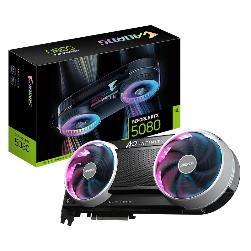 AORUS RTX 5080 INFINITY, GIGABYTE RTX 5080, RTX 5080 Blackwell, GDDR7 Graphics Card, Gaming GPU, AI Graphics Card, WINDFORCE Hyperburst Cooler, RGB Halo Graphics Card, PCIe 5.0 GPU, NVIDIA RTX 5080, Creator Graphics Card, AORUS INFINITY Series
