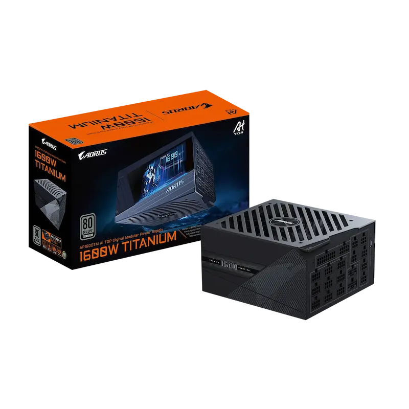 GIGABYTE AORUS P1600W AI TOP, 1600W Power Supply, 80 PLUS Titanium PSU, Modular PSU, ATX 3.1 Power Supply, PCIe 5.1 PSU, High End PSU, RTX 5090 Power Supply, AI Workstation PSU, Gaming Power Supply, AORUS PSU, Titanium Power Supply
