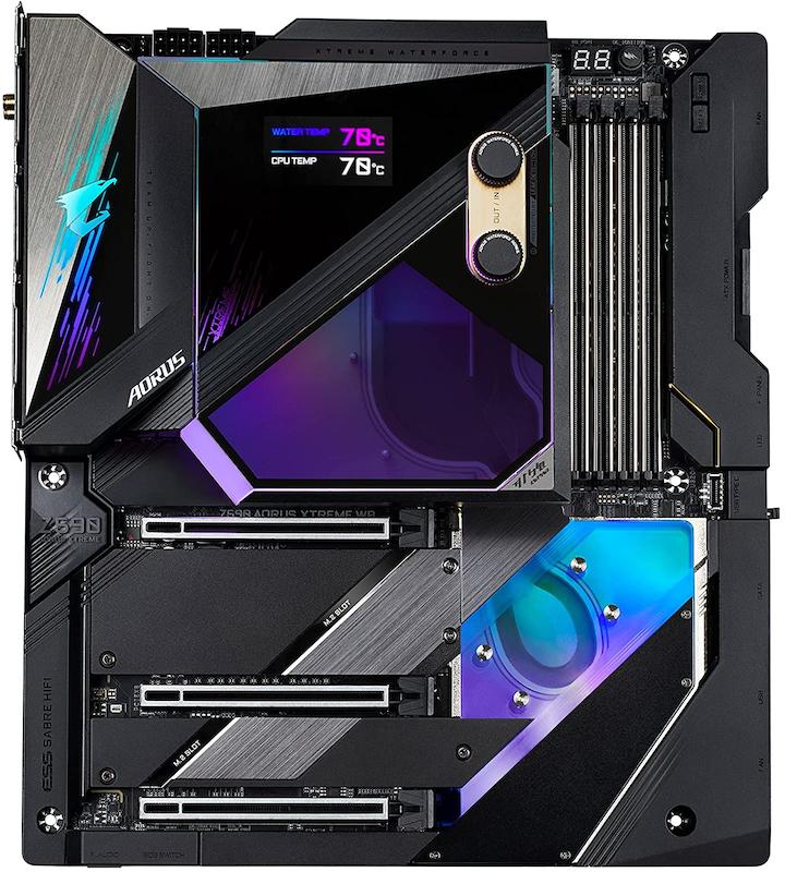 GIGABYTE Z590 AORUS Xtreme WATERFORCE  مادربرد خنک‌کننده مایع  مادربرد گیمینگ  PCIe 4.0  اورکلاکینگ  Wi-Fi 6  10GbE  مادربرد AORUS  مادربرد حرفه‌ای  سیستم خنک‌کننده مایع WATERFORCE  پردازنده‌های نسل 10 اینتل  پردازنده‌های نسل 11 اینتل  نورپردازی RGB  Thunderbolt 3  مادربرد برای ورک‌استیشن