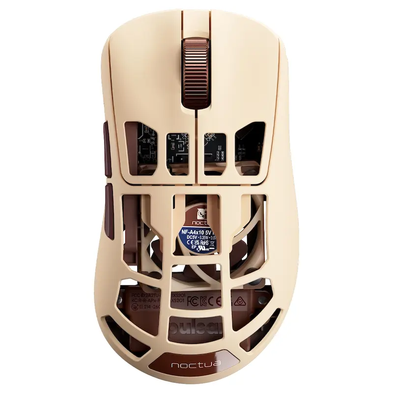 Pulsar x Noctua Feinmann F01 8K, موس گیمینگ Pulsar, موس گیمینگ Noctua, موس بی‌سیم 8K, موس فن‌دار, موس گیمینگ حرفه‌ای, موس 8000Hz, Pulsar Feinmann F01