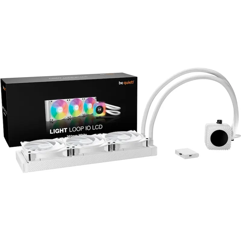 be quiet! Light Loop IO LCD 360mm, be quiet! Light Loop IO LCD, واترکولینگ be quiet!, خنک کننده مایع 360 میلی‌متری, be quiet! AIO Cooler, Light Loop LCD, نمایشگر IPS 2.1 اینچی, واترکولینگ LCD, Light Wings LX 120mm, فن ARGB be quiet!, IO Controller, پمپ خنک کننده CPU, واترکولینگ AM5, واترکولینگ LGA1851, واترکولینگ LGA1700, ARGB AIO, خنک کننده پردازنده be quiet!