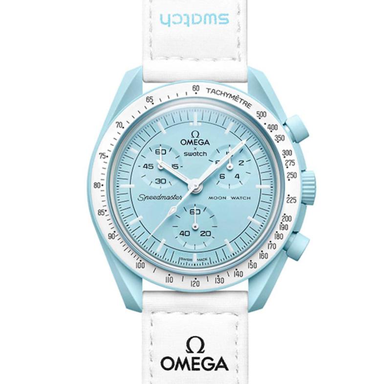 ساعت امگا سواچ اورانوس سفید آبی  Omega Swatch to Uranus