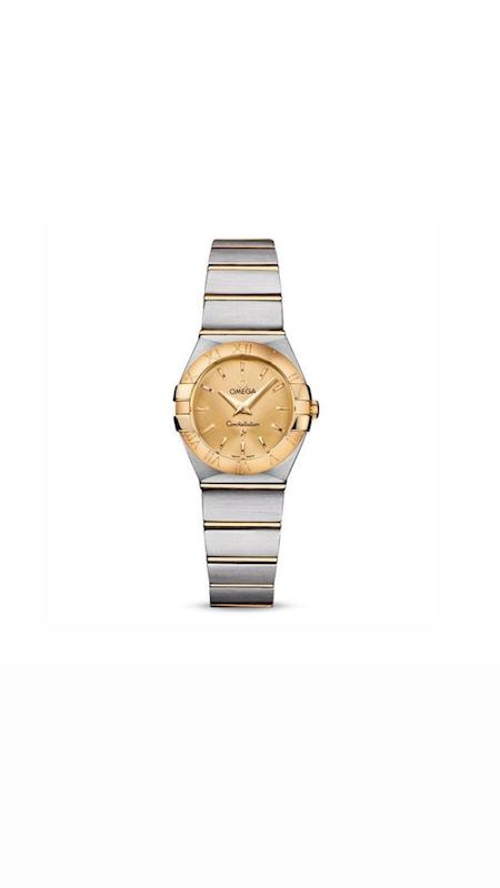 ساعت امگا کانسلیشن زنانه دورنگ طلایی صفحه طلایی ایندکس خطOmega constellation silver gold