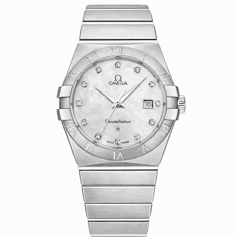 ساعت امگا کانسلیشن مردانه نقره ای ایندکس نگین  Omega Constellation silver  