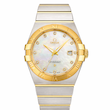 ساعت امگا کانسلیشن مردانه دورنگ طلایی ایندکس نگین  Omega Constellation silver gold 