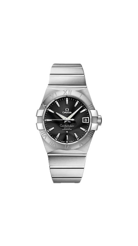 ساعت امگا کانسلیشن مردانه نقره ای صفحه مشکی ایندکس نگین   Omega Constellation Silver