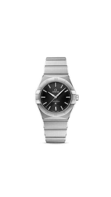 ساعت امگا کانسلیشن زنانه نقره ای صفحه مشکی ایندکس نگین   Omega Constellation Silver
