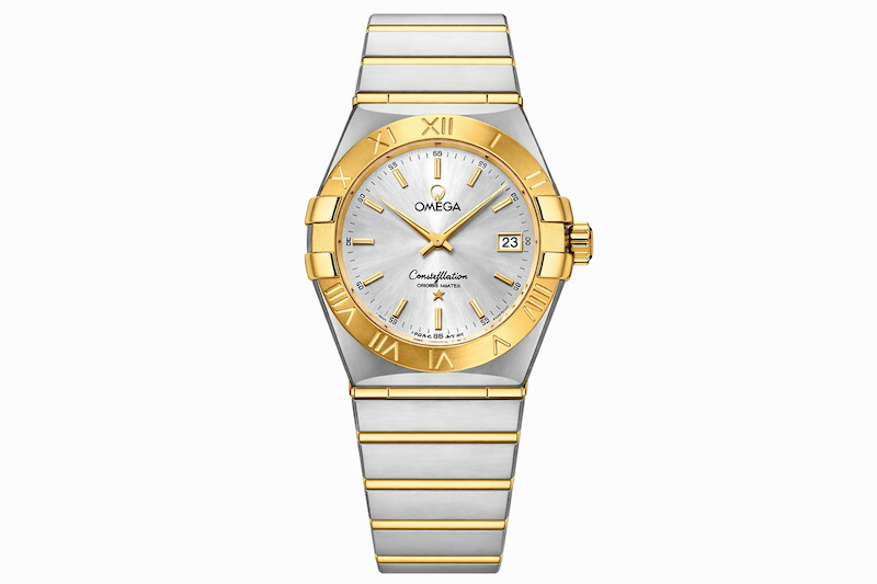 ساعت امگا کانسلیشن زنانه دورنگ طلایی تقویم دار    Omega Constellation SilverGold