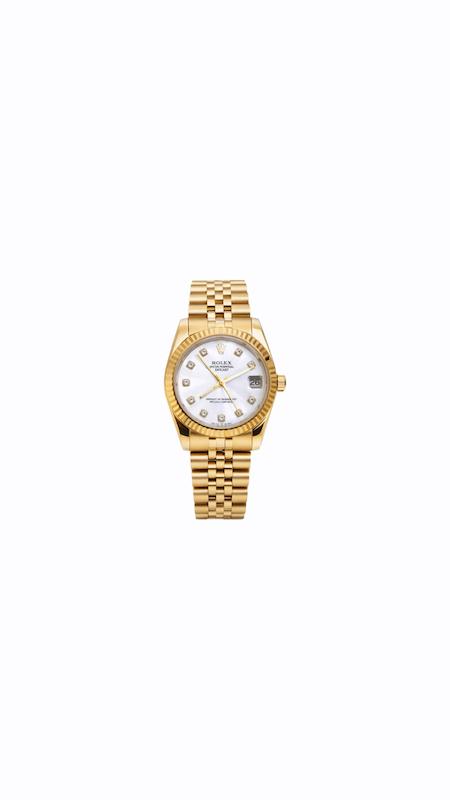 ساعت رولکس دیت جاست زنانه تمام طلایی صفحه سفید ایندکس نگین  Rolex Datejust