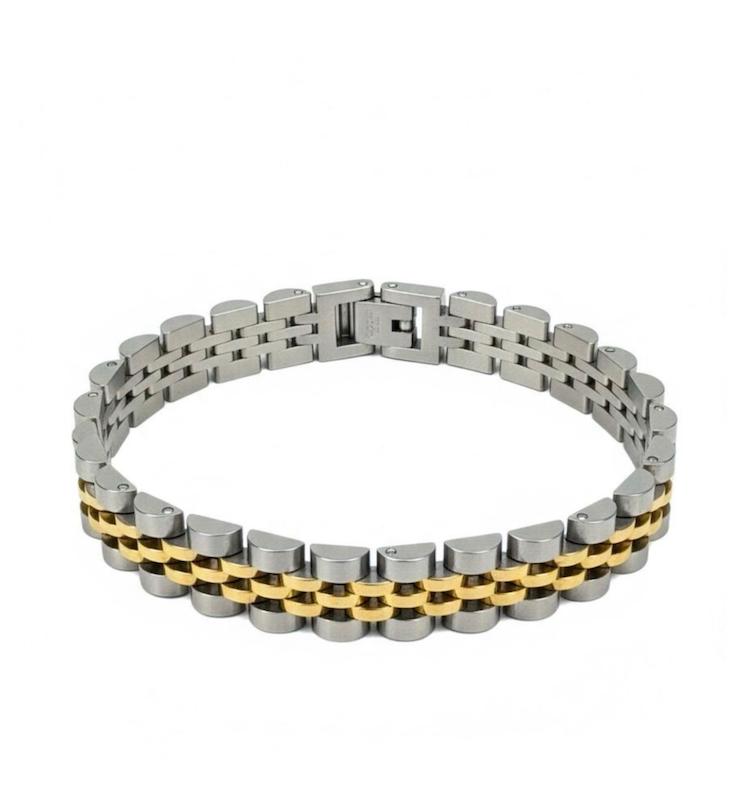 دستبند رولکس مردانه و  زنانه دو رنگ طلایی نقره ای Rolex  bracelet Silvergold