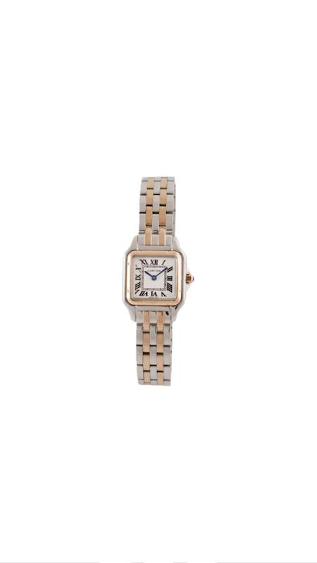 ساعت کارتیر پنتر زنانه دورنگ رزگلد صفحه سفید  Cartier panthere Rosegold