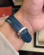 ساعت پتک فیلیپ ناتیلوس مردانه نقره ای  بند چرم سرمه ای Patek Philippe Nautilus