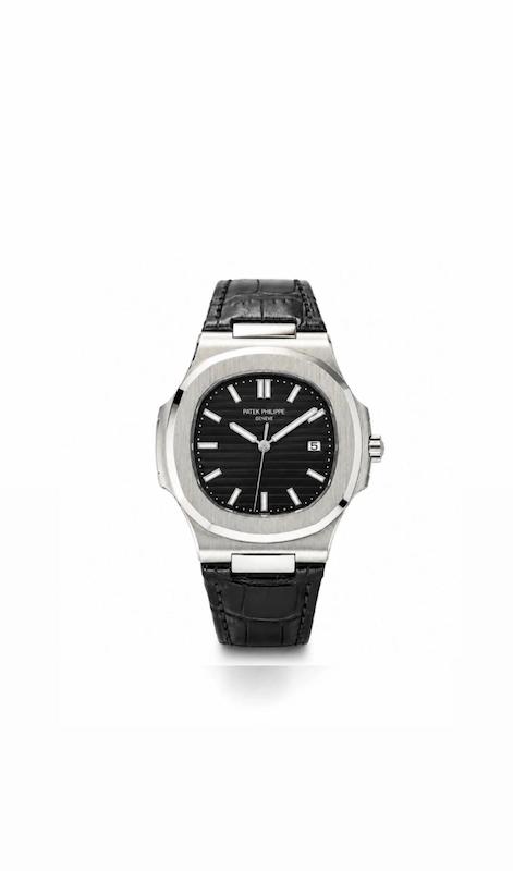 ساعت پتک فیلیپ ناتیلوس مردانه نقره ای  بند چرم مشکی  Patek Philippe Nautilus