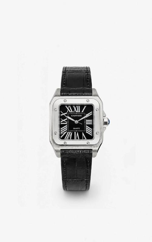 ساعت کارتیر سانتوس صد مردانه مشکی صفحه مشکی  Cartier Santos 100 black