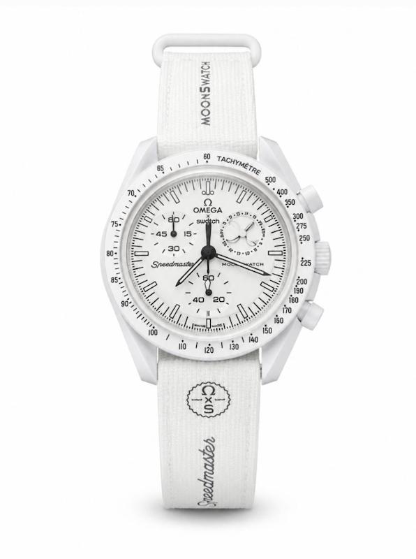 ساعت امگا سواچ ماه سفید نیو با بند رابر  Omega Swatch to the Moon