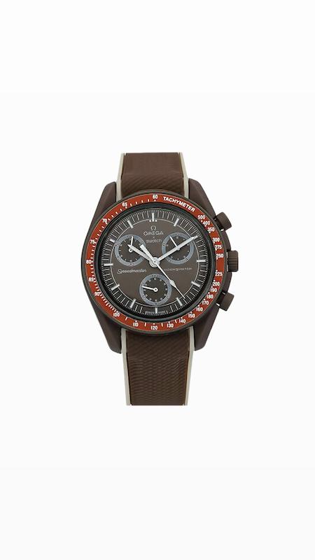 ساعت امگا سواچ قهوه ای بند رابر Omega Swatch    Mission to the Desert