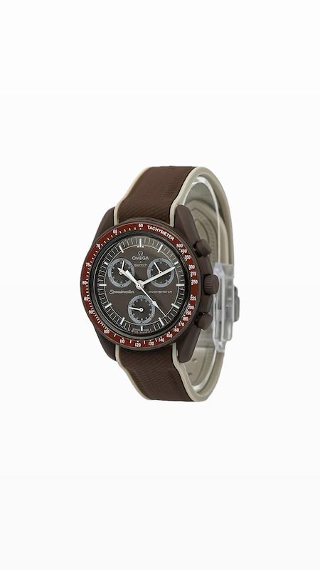 ساعت امگا سواچ قهوه ای بند رابر Omega Swatch    Mission to the Desert