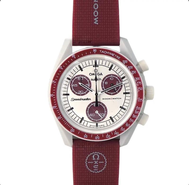 ساعت امگا سواچ چری بند رابر رزین  Omega Swatch to