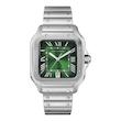 ساعت کارتیر سانتوس فلزی مردانه نقره ای صفحه سبز   Cartier Santos metal