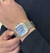 ساعت کارتیر سانتوس فلزی مردانه نقره ای صفحه سرمه ای   Cartier Santos metal