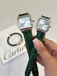 ساعت کارتیر سانتوس دومونت زنانه سیلور بند چرم سبز Cartier Santos Dumont