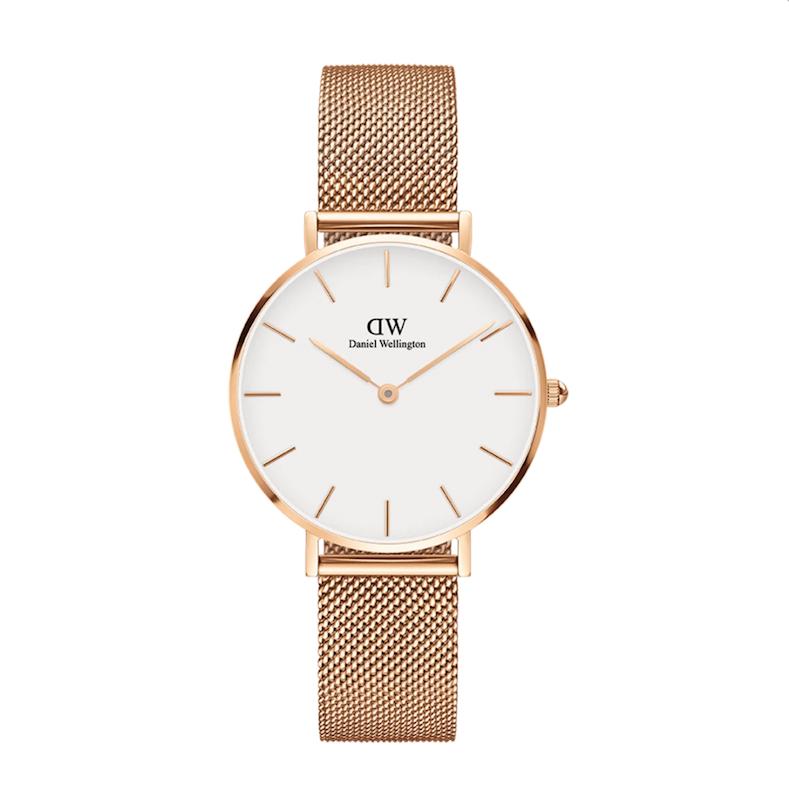 ساعت دنیل ولینگتون حصیری زنانه رزگلد صفحه سفید Daniel Wellington Rosegold