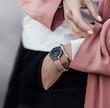 ست ساعت دنیل ولینگتون حصیری زنانه رزگلد صفحه مشکی با دستبند Daniel Wellington Rosegold