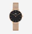 ساعت دنیل ولینگتون حصیری زنانه رزگلد صفحه مشکی   Daniel Wellington Rosegold