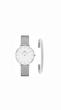 ست ساعت دنیل ولینگتون حصیری زنانه نقره ای صفحه سفید با دستبند Daniel Wellington Silver