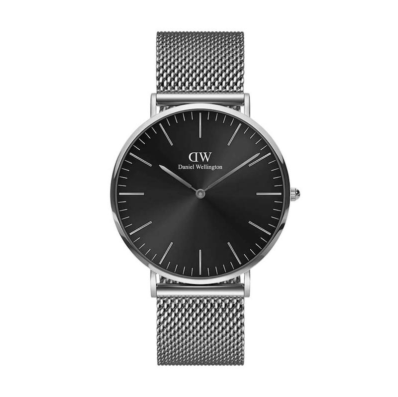 ساعت دنیل ولینگتون حصیری مردانه نقره ای صفحه مشکی  Daniel Wellington Silver