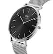 ساعت دنیل ولینگتون حصیری مردانه نقره ای صفحه مشکی  Daniel Wellington Silver