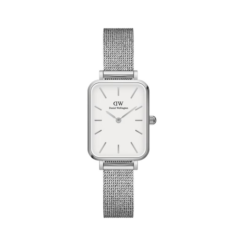 ساعت دنیل ولینگتون حصیری زنانه نقره ای صفحه مستطیل سفید  Daniel Wellington Silver