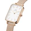ساعت دنیل ولینگتون حصیری زنانه رزگلد صفحه مستطیل سفید  Daniel Wellington Rosegold