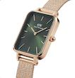 ساعت دنیل ولینگتون حصیری زنانه رزگلد صفحه مستطیل سبز  Daniel Wellington Rosegold