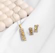 نیمست رولکس استیل طلایی نقره ای (گردنبند و‌گوشواره) ‏ Rolex steel necklace and earrings