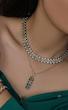نیمست رولکس استیل طلایی نقره ای (گردنبند و‌گوشواره) ‏ Rolex steel necklace and earrings