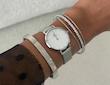 ساعت دنیل ولینگتون حصیری زنانه نقره ای صفحه سفید اندکس نگین Daniel Wellington Silver