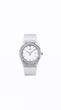 ساعت هابلوت دورنگین زنانه نقره ای بند سفید Hublot Diamonds silver