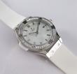 ساعت هابلوت دورنگین زنانه نقره ای بند سفید Hublot Diamonds silver