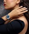 ساعت هابلوت دورنگین زنانه نقره ای بند سرمه ای Hublot Diamonds silver