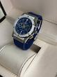 ساعت هابلوت سه موتوره مردانه نقره ای سرمه ای (کرنوگراف) Hublot Diamonds Silver