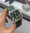 ساعت کارتیر سانتوس مردانه نقره ای بند سبز  Cartier  ‏Santos 
