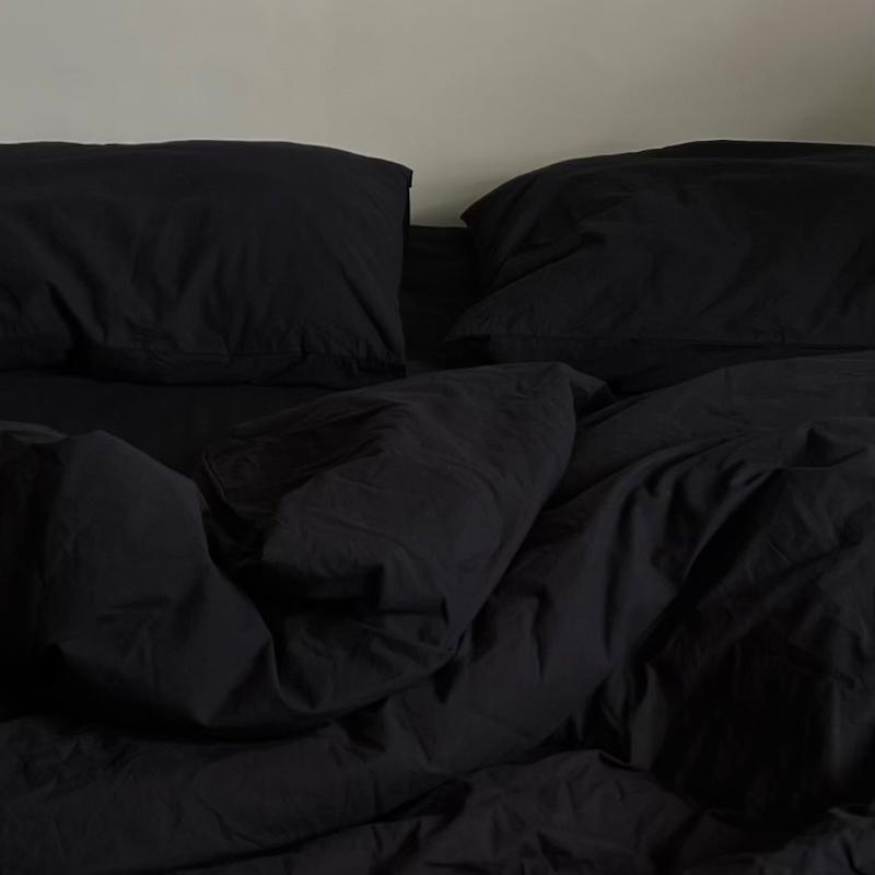 ست کامل کاور روتختی تمام نخ پنبه تک رنگ ساده کلاغ - رنگ مشکی کلاسیک- ارسال سریع
