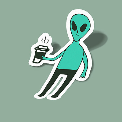 استیکر ALIEN-COFFEE