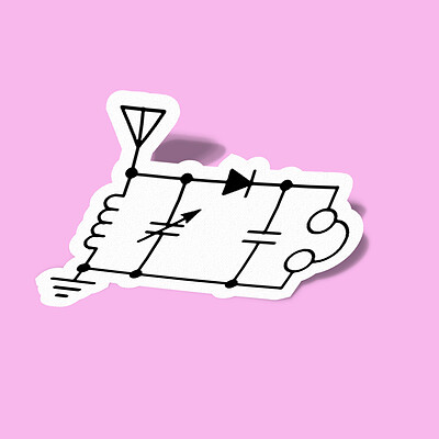 استیکر Radio ham crystal radio circuit