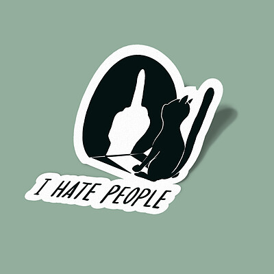 استیکر I Hate People-گربه